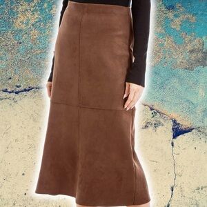 NWT Max Studio ‘Women’s Vegan Suede Elastic High-Waisted Casual A-Line Skirt’ XL